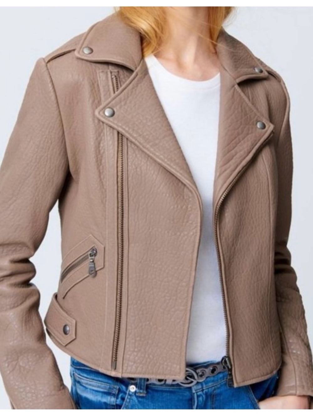 NWT Rebecca Minkoff Taupe Leather Moto Jacket